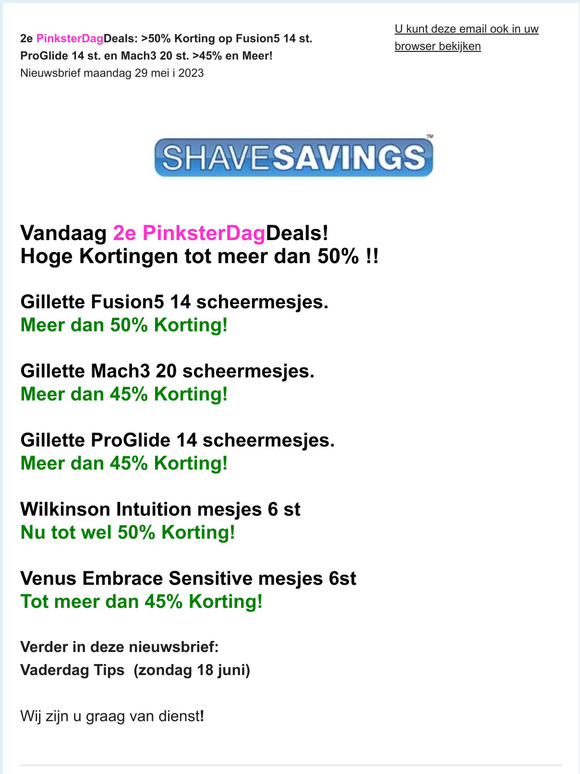 2e PinksterDagDeals! >50% Korting op Fusion5 14st! ProGlide 14 st. en Mach3 20st > 45% + Meer!