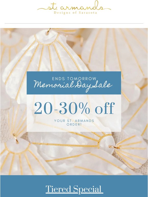 Ends Tomorrow: Up to 30% off St. Armands