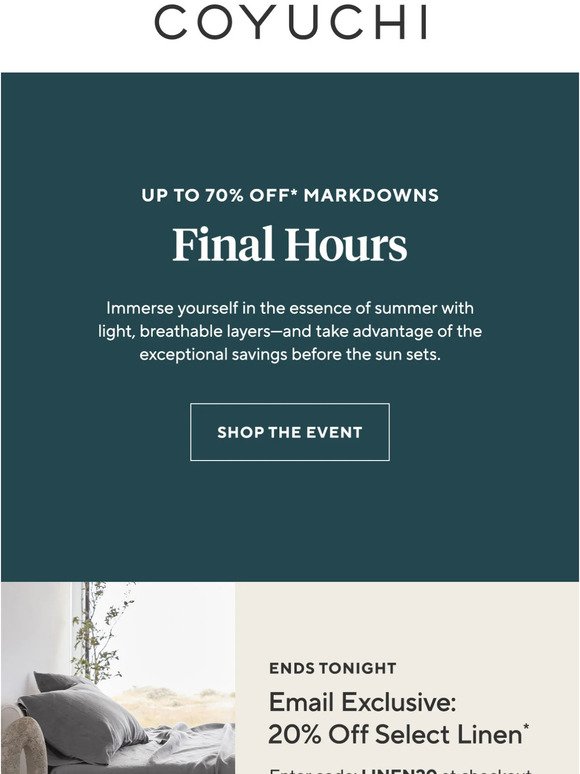 Final Hours: Up to 70% Off Markdowns