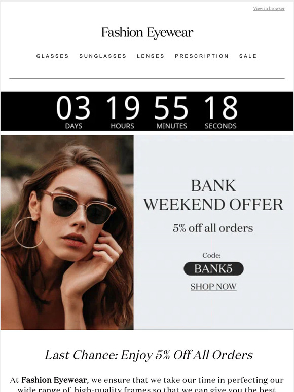 Last Chance: Get 5% Off All Orders this Bank Weekend!