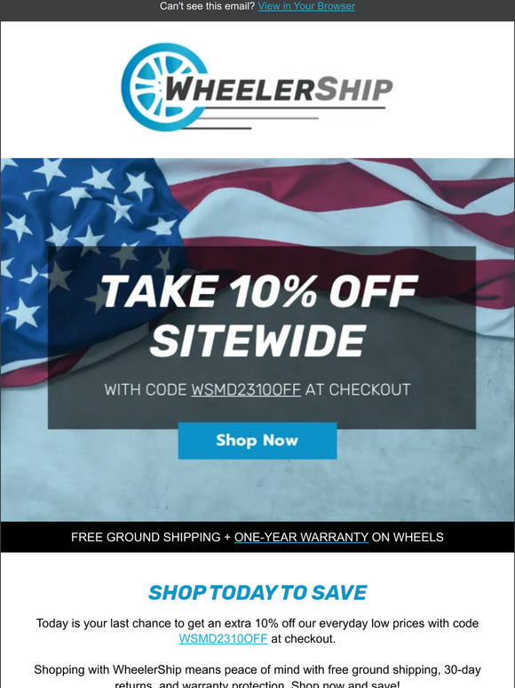 the wheelership Last Chance To Save for Memorial Day Milled