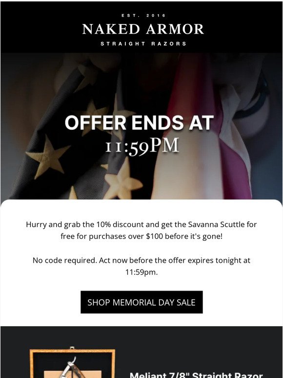 Reminder: Memorial Day Sale Ends Tonight!