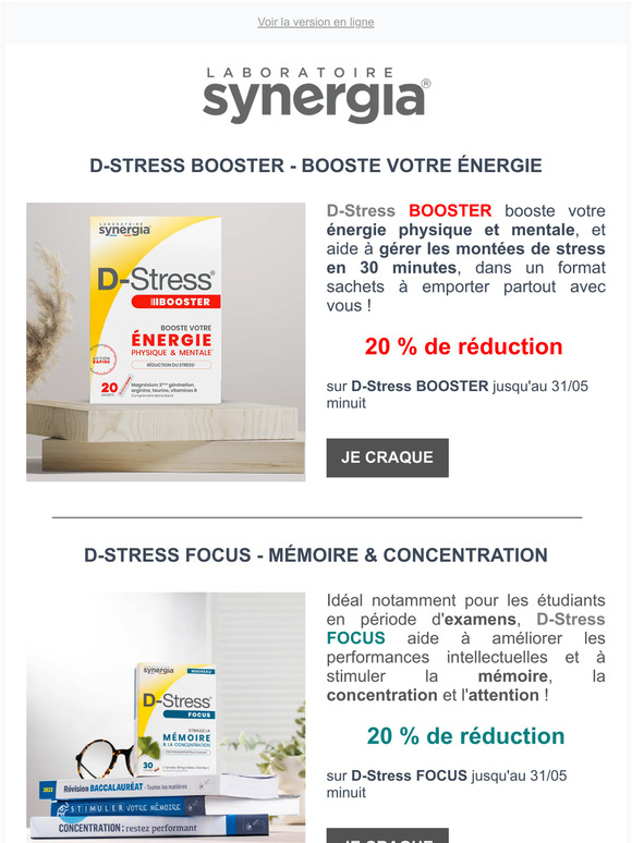 Derniers instants 💫 -20 % sur D-Stress BOOSTER et D-Stress FOCUS !