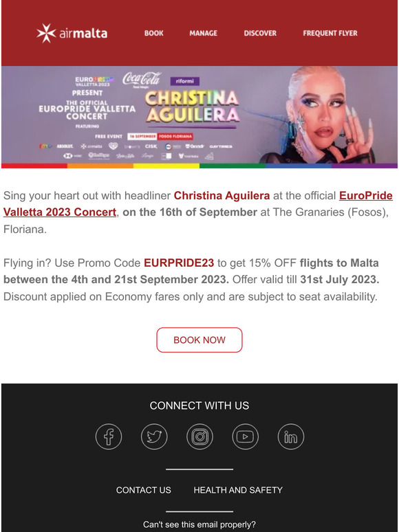 Catch Christina Aguilera live this September! | 15% OFF flights to EuroPride ✈