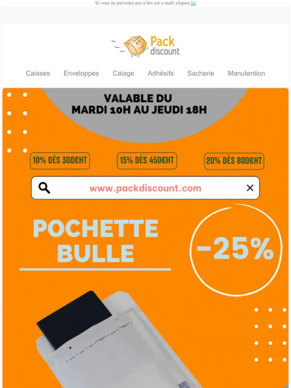 🚀 Pendant 72H : -25% sur les enveloppes bulles