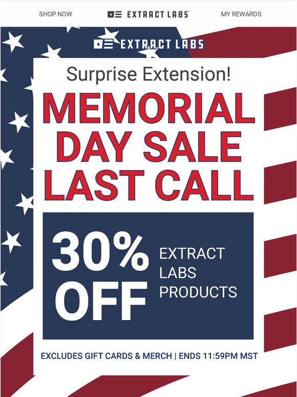 BREAKING NEWS: Memorial Day Sale Extended🥳