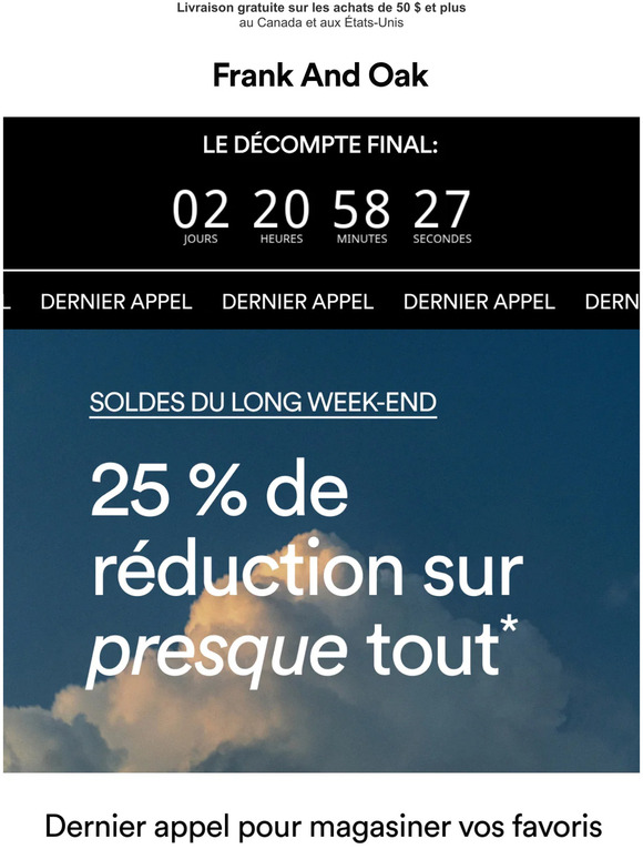 Frank And Oak Email Newsletters Shop Sales, Discounts, and Coupon Codes