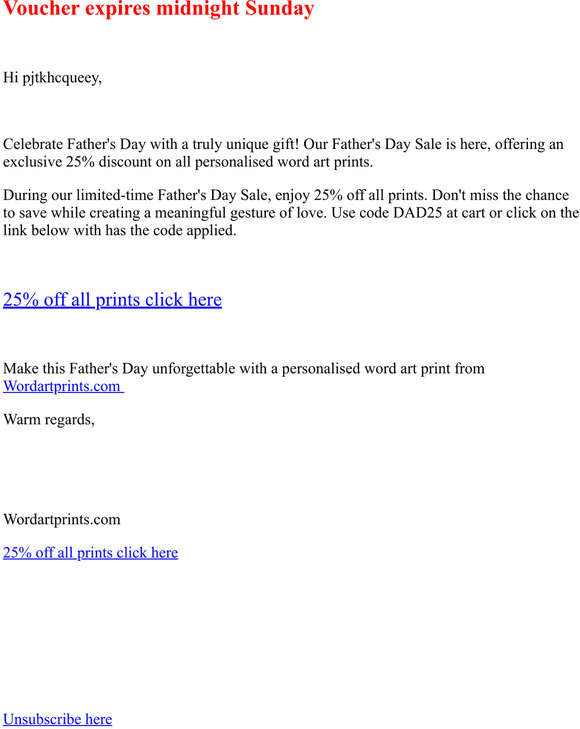 — - 25% off all prints for father's day