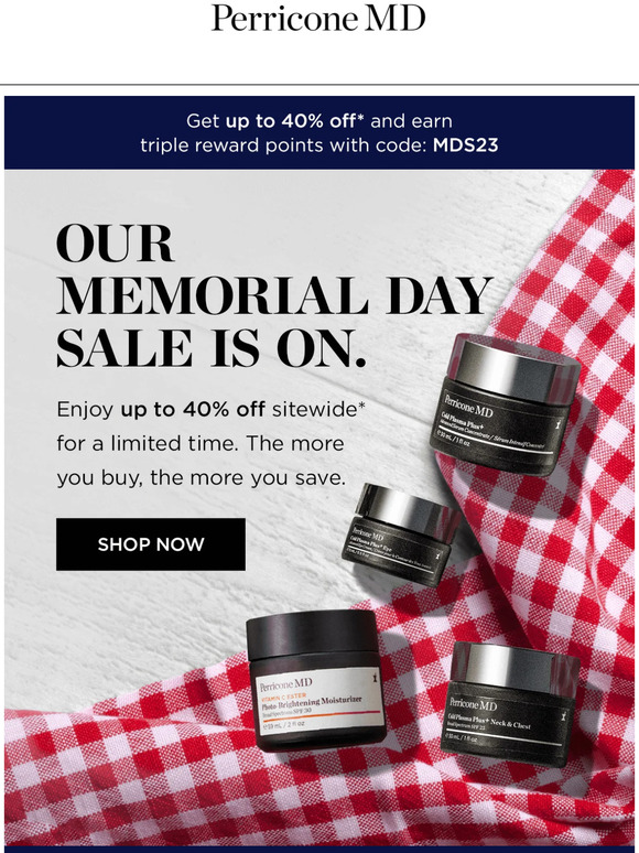 Enjoy up to 40% off for Memorial Day.