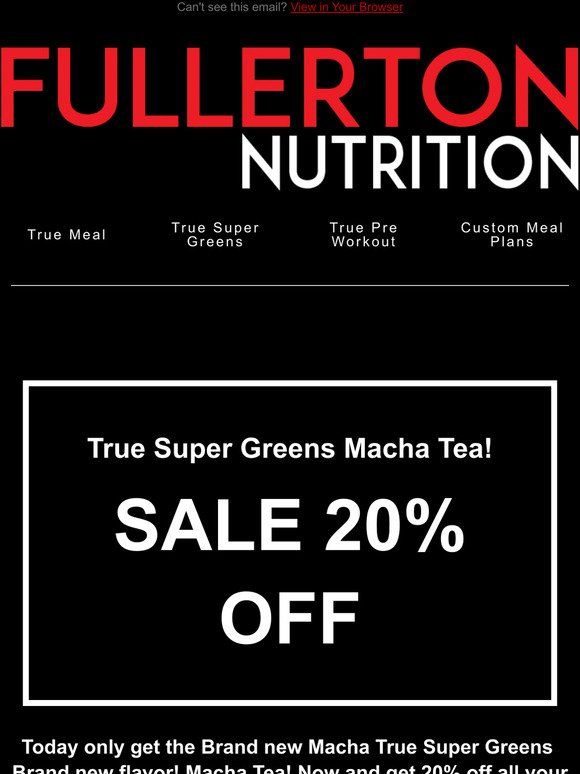 20% Sale Now In stock! Fullerton Nutrition