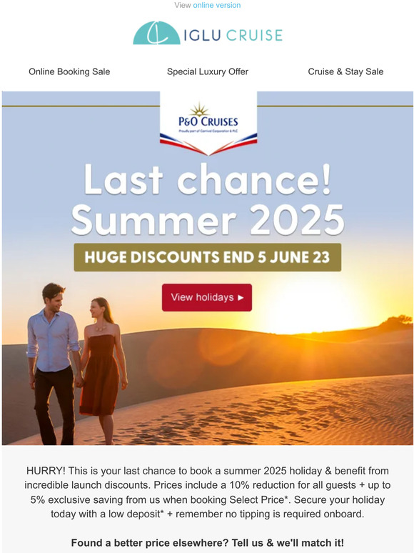 Iglu cruise Ending soon P&O Cruises summer 2025 launch benefits Milled