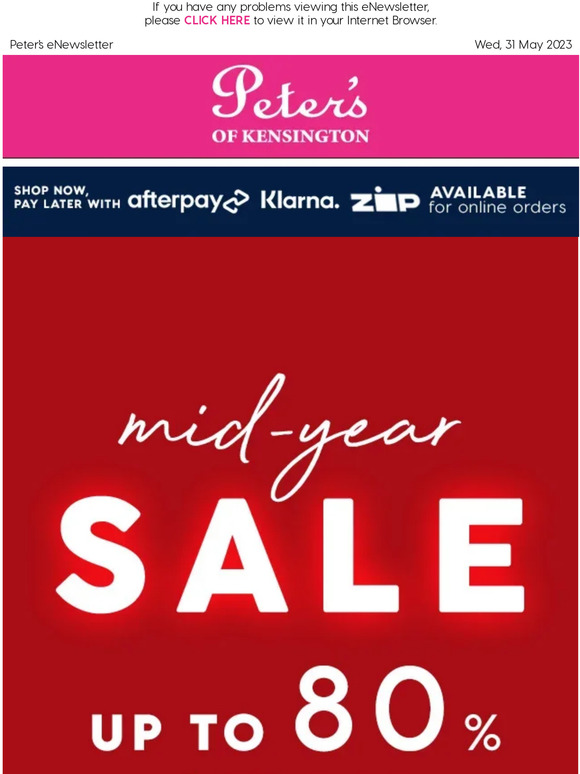 Mid-Year Sale Starts Now - Up To 80% Off RRP