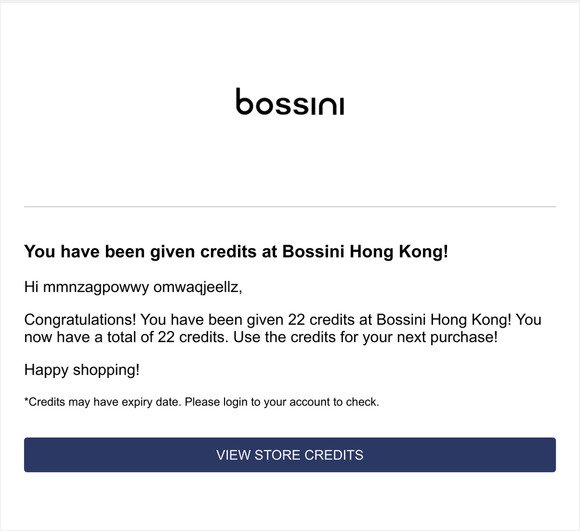 【happy 2nd anniversary】VIP $22 eshop dollars! Enjoy! Bossini Hong Kong!