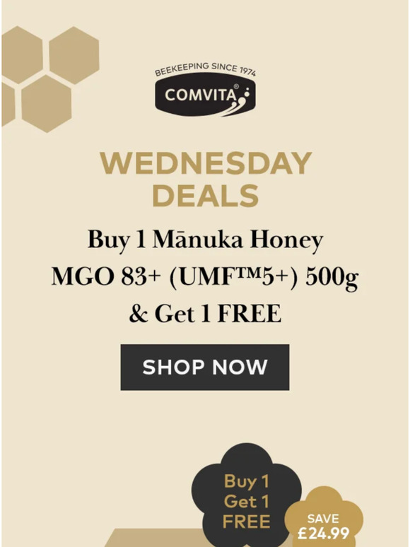 Wednesday Deal! Buy 1 Mānuka Honey MGO 83+ (UMF™5+) & Get 1 FREE