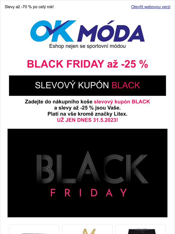 DNES poslední šance BLACK FRIDAY slevy až -25%