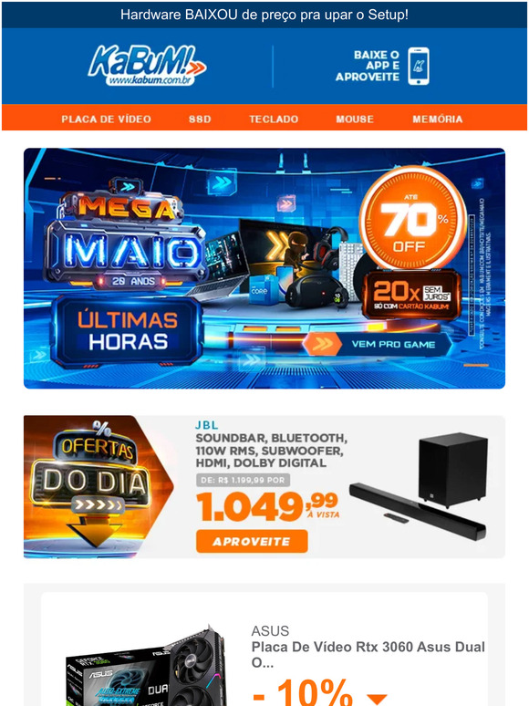 ⚡ Placa de Vídeo + Memória + Processador e mais em PROMOÇÃO!