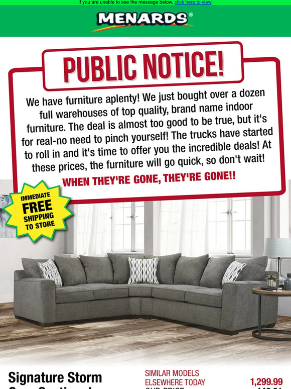 Menards Sectional Sofa ONLY 399! Milled