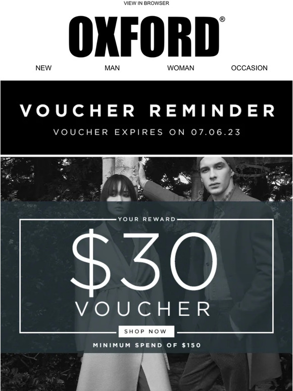 Oxford 📣 Your 30 VIP Voucher Expires Soon Milled