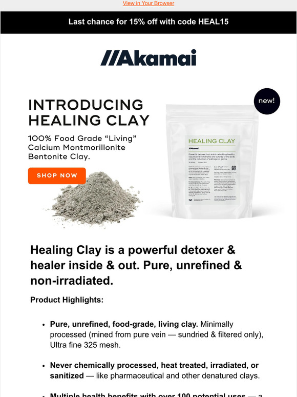 Akamai Living Clay  Calcium Montmorillonite Bentonite Clay