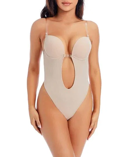 Adjustable Transparent Straps Seamed Bodysuit