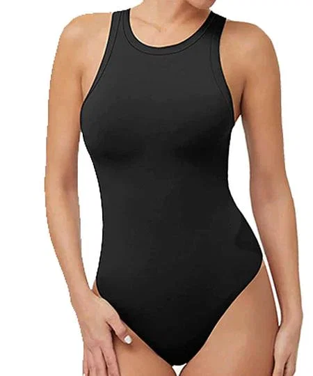 Solid Color Sleeveless Seamed Bodysuit