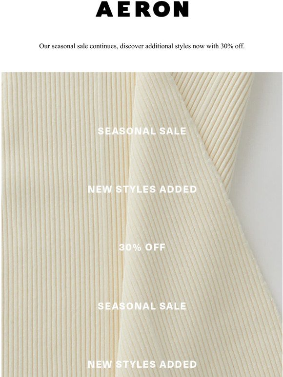 Seasonal Sale -30%: New styles added