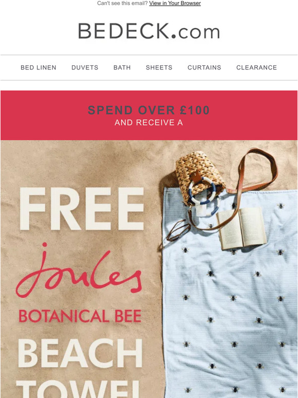 FREE Joules Beach Towel! 🏖️ When you spend over £100.