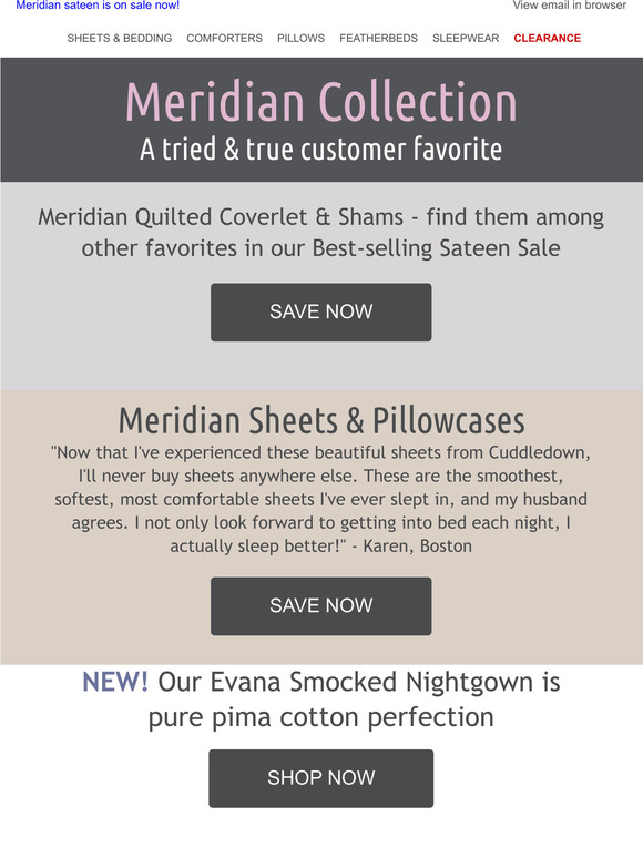 Sale Spotlight: Meridian Sateen Collection