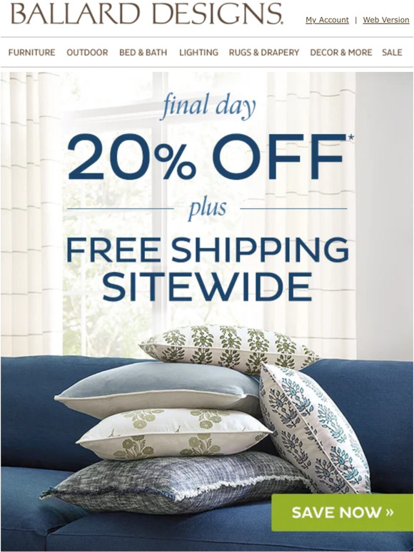Don't miss 20% off + free shipping