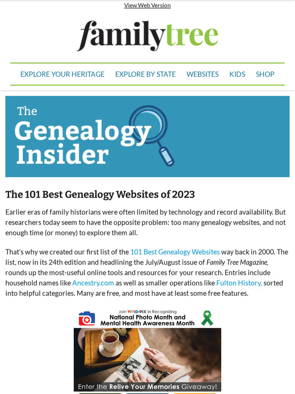 Family Tree Magazine: The Genealogy Insider: 101 Best Genealogy ...