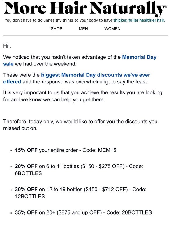 you missed the Memorial Day Sale