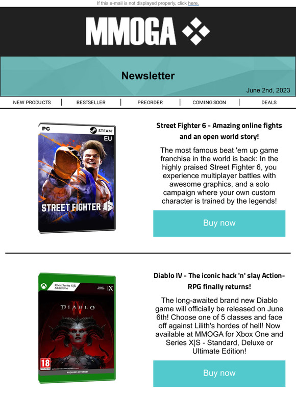 MMOGA AU MMOGA Win a 50€ Gift Card! Street Fighter 6! Diablo 4! System Shock! Milled