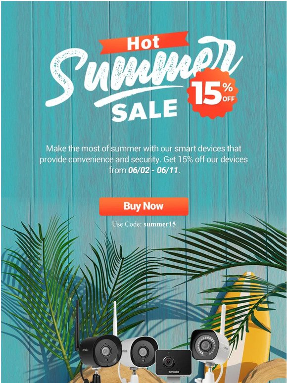 Summer is here! Get 15% off sitewide from Zmodo!