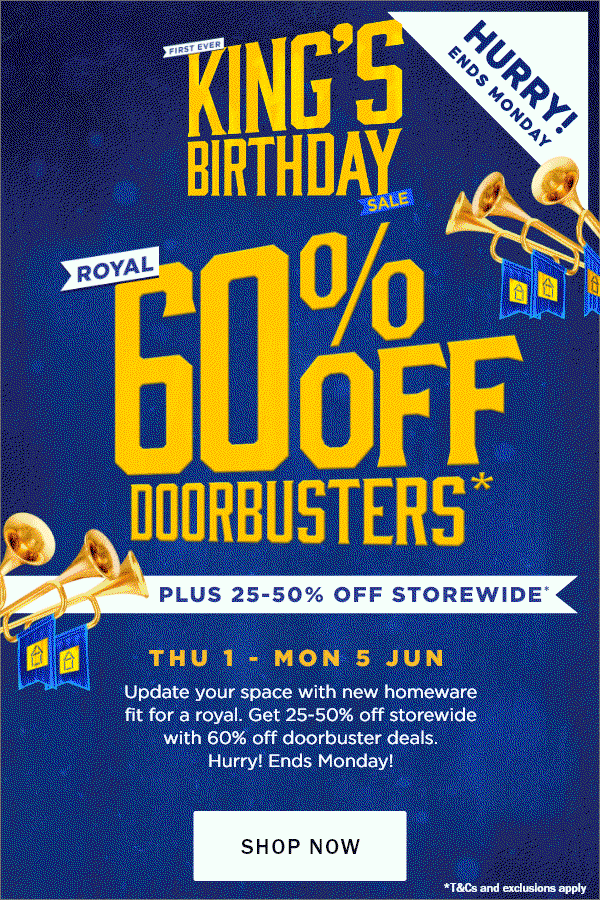 Briscoes: Don't miss 60% off Doorbusters ✨ King's Birthday Sale on now! |  Milled