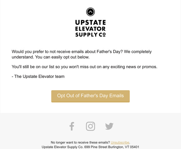 Opt Out of Father's Day Emails