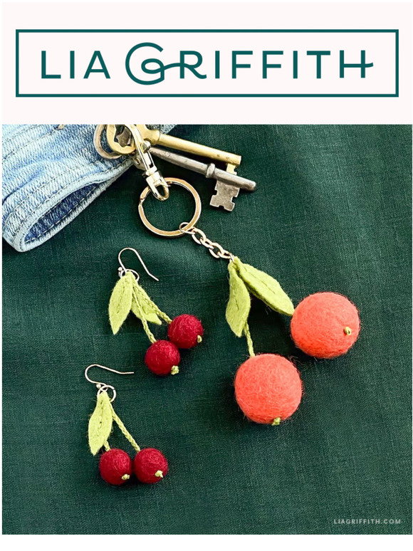 DIY Tutorial: Cherry Pom-Pom Keychains - Lia Griffith