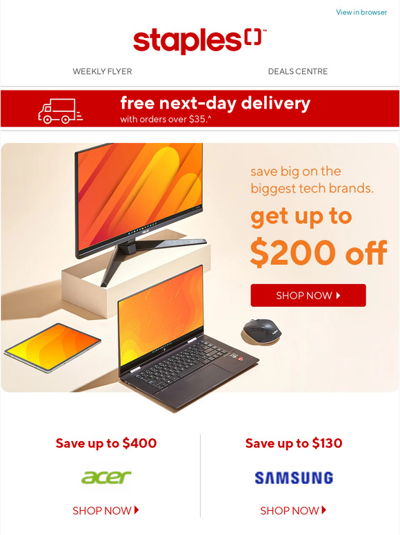 Staples Canada Up to 200 off our BIGGEST tech brands Milled