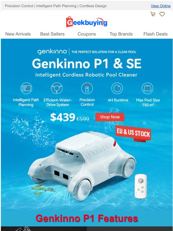 [New Arrival] Genkinno Robotic Pool Cleaner $389 | 🇺🇸 US Local Delivery!