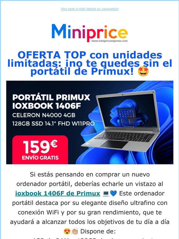 Consigue tu nuevo ordenador portátil por tan solo 159€ 💻