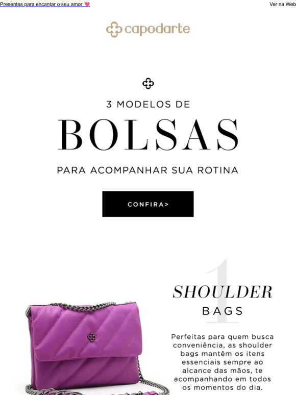3 modelos de bolsa para acompanhar a sua rotina!