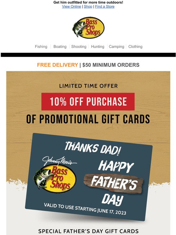 Father's Day Promo Gift Cards 10% OFF