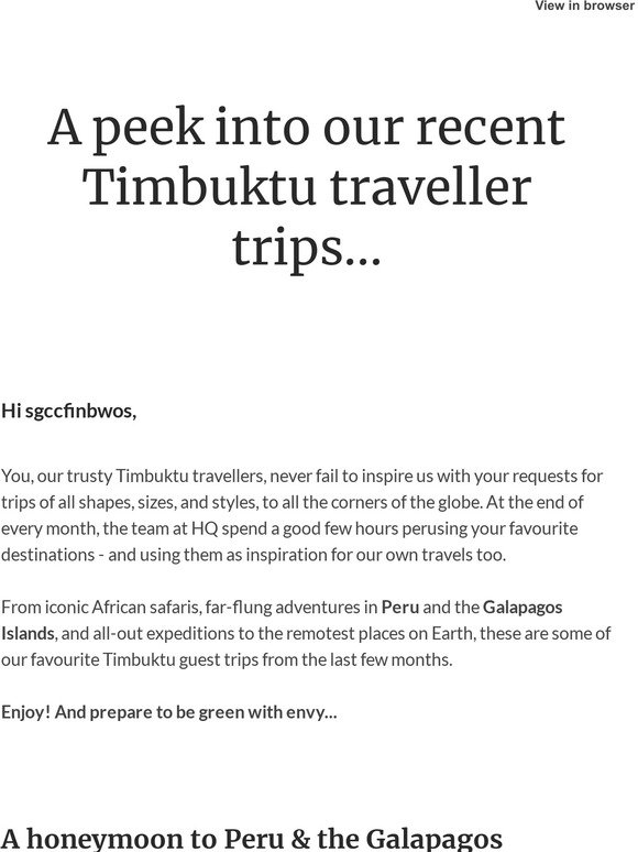 Be inspired by our Timbuktu travellers...