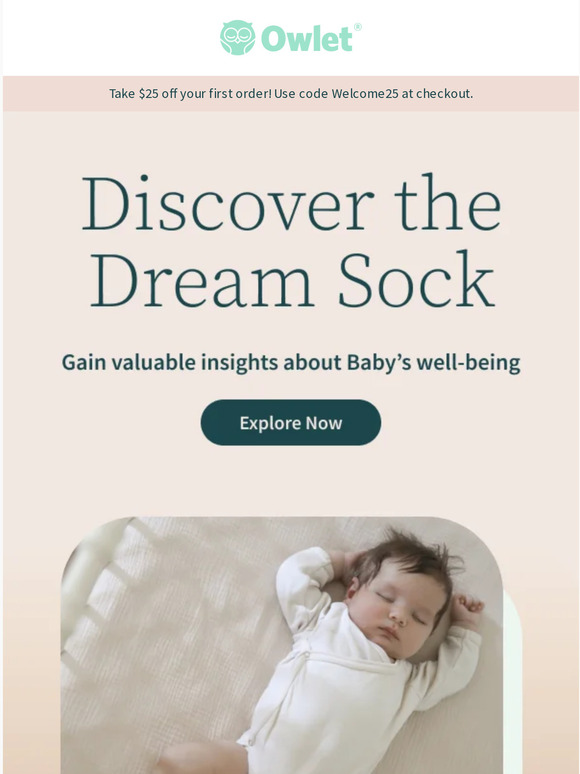 Owlet The Dream Sock advantage 3 standout features! Milled