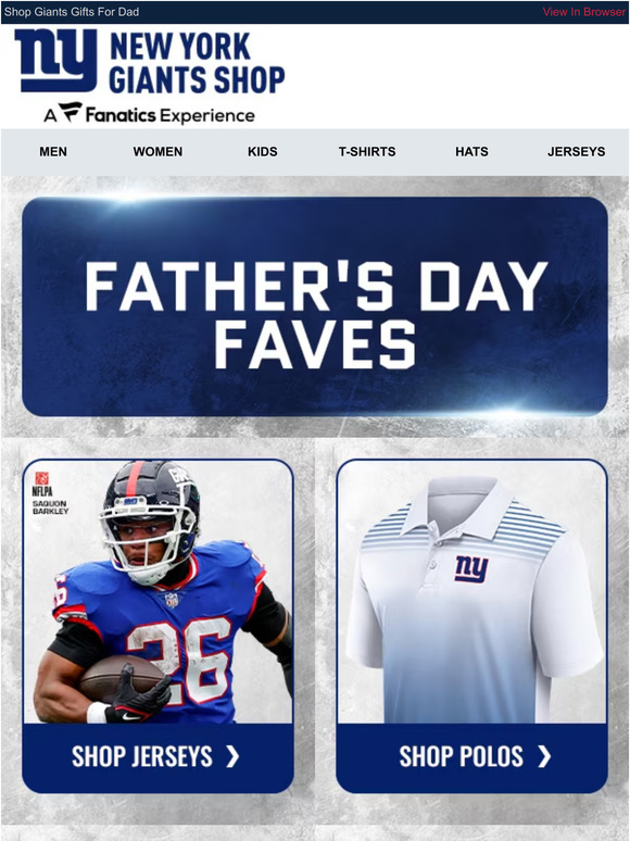 NY Giants Fan Shop: 2 Days, 25% OFF! Save On Official Styles Now