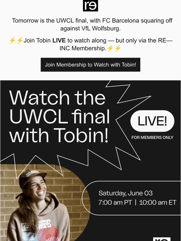 Watch the UWCL ⚡LIVE⚡ with Tobin | Saturday 6/3