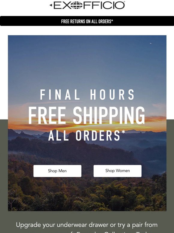Final Hours on Free Shipping for All Orders