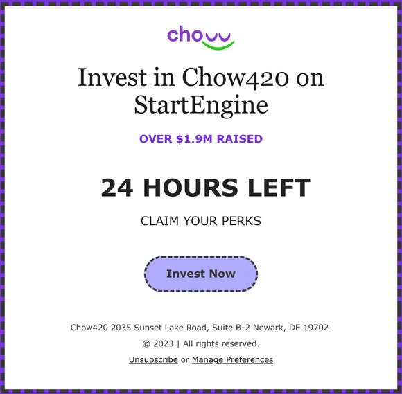 24 hours left, Invest in Chow420 ⏱️