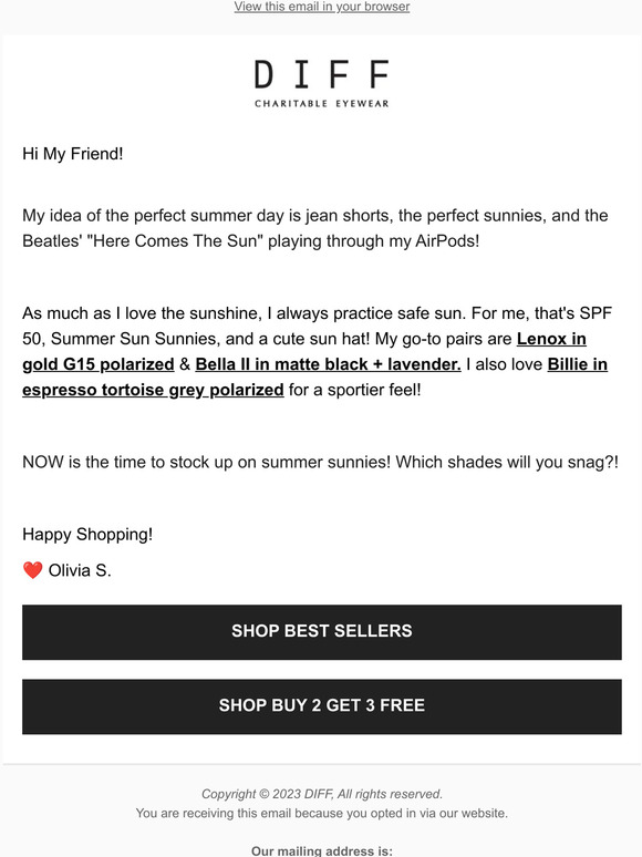 DIFF Eyewear Here Comes The Sun 🎶 Milled