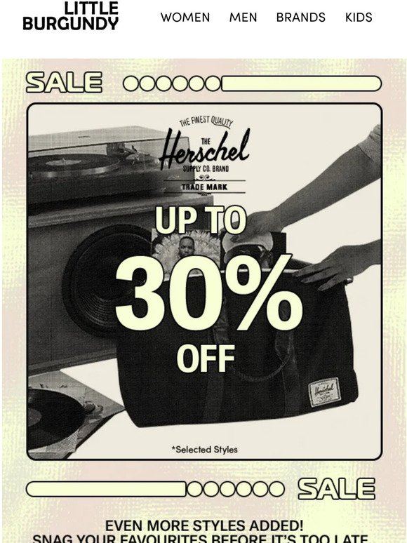🚨 Herschel Supply Co. - Up to 30% off 🚨