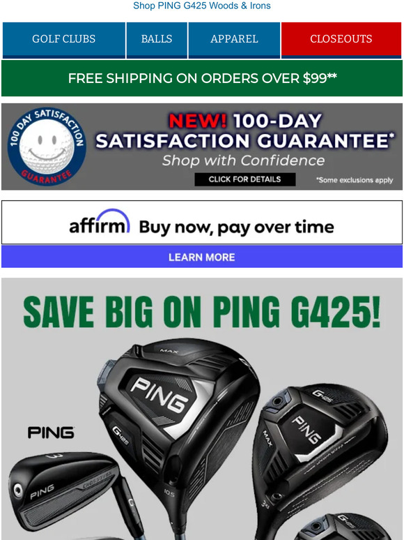 Save BIG on PING G425 Series!